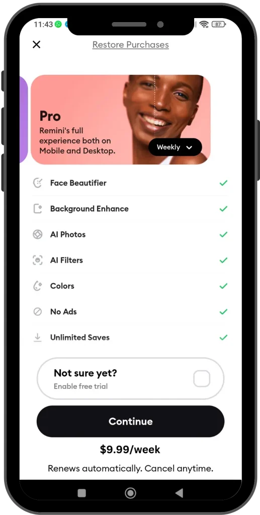 remini apk premium features